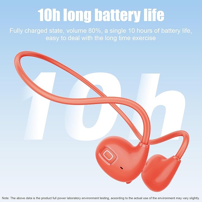 Ear Headphones Wireless Bluetooth, Air Conduction Headset Wireless Earbuds, Sports Headphones with HD Stereo Sound, Secure Fit Earhooks, 24H Playtime, Calling for Gym(Orange)