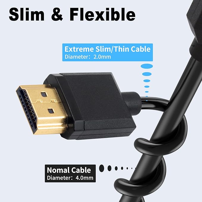 Duttek 4K HDMI Male to Male Cable 2 Feet/60cm, Short HDMI Cable, Extreme Thin, for 3D and 4K Ultra HD TV Stick HDMI 2.0 Cord Extension Converter
