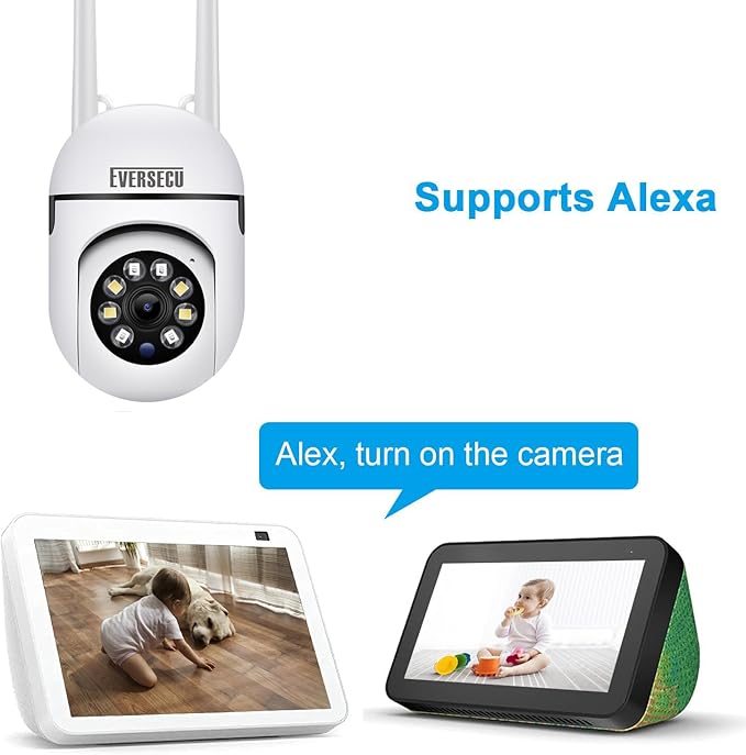 EVERSECU 1080P Outdoor WiFi PTZ Security Camera, 5G WiFi, Auto Tracking, 2 Way Audio, Spotlight Night Vision, Compatible with Alexa, SD Card & Cloud Storage, Support ONVIF&RTSP IP CCTV Camera(4pack)