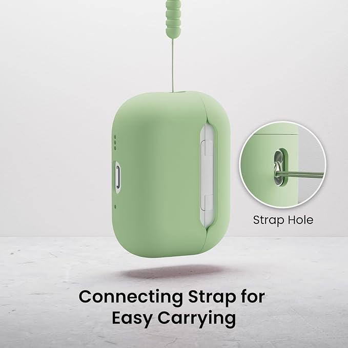ORNARTO Compatible with AirPods Pro 3 Case 2025, Full Protective Hybrid Silicone for AirPods Pro 3rd Generation Case, Front LED Visible Skin Cover-Matcha
