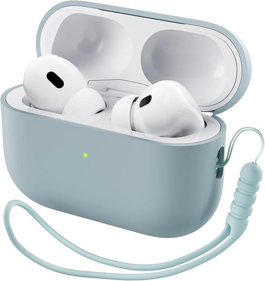 ORNARTO Compatible with AirPods Pro 2 Case 2022, Full Protective Hybrid Silicone for AirPods Pro 2nd Generation Case, Front LED Visible Skin Cover-Mint Green