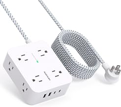 HANYCONY Surge Protector Power Strip, 10 Ft Braided Extension Cord, 1080J - Image 1