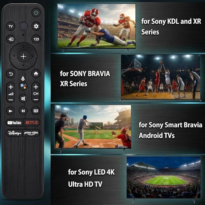Voice Remote for Sony Smart TVs,Replacement Control for All 2018 to 2025 Sony Bravia Google 4K UHD LED LCD HD Smart TVs, with 4 Quick Link Buttons
