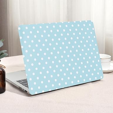 Seorsok Compatible with MacBook Pro 14inch Case 2026 2025-2021 M5 M4 M3 A3426 A3427 A3434 A3112 A3185 A3401 M2 A2779 A2442,Elegant Leather Plastic Hard Shell Case&Keyboard Cover,White Polka Dots,Blue
