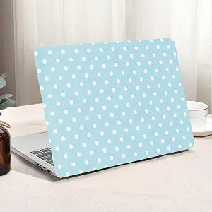 Seorsok Compatible with MacBook Pro 14inch Case 2026 2025-2021 M5 M4 M3 A3426 A3427 A3434 A3112 A3185 A3401 M2 A2779 A2442,Elegant Leather Plastic Hard Shell Case&Keyboard Cover,White Polka Dots,Blue