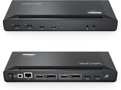WAVLINK USB C Displaylink Docking Station Dual 4K@60Hz(2 HDMI+2DP)