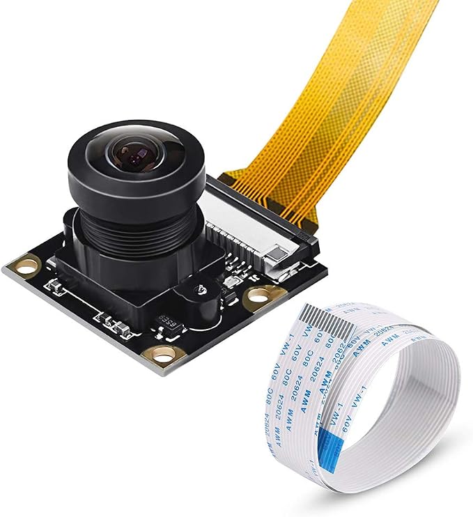 for Raspberry Pi Zero Camera Module 160 FOV 5MP Fisheye Lens Camera Wide Angle 160 Degree OV5647 1080P Sensor HD Video Webcam with Zero Cable for Raspberry Pi Model 4/3 B/B+ A+ RPi 2/1/zero/zero W