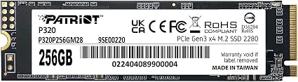 Patriot P320 256GB PCIe Gen 3x4 M.2 2280 SSD