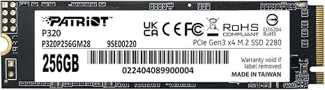 Patriot P320 256GB PCIe Gen 3x4 M.2 2280 SSD