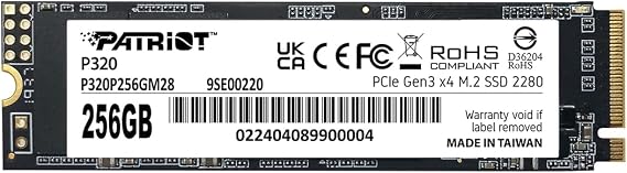 Patriot P320 256GB PCIe Gen 3x4 M.2 2280 SSD