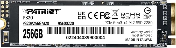 Patriot P320 256GB PCIe Gen 3x4 M.2 2280 SSD