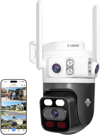 xmartO 6MP Tri-Lens 360° Pan Tilt WiFi Security Camera, AI Auto Tracking