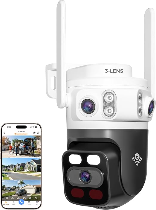 xmartO 6MP Tri-Lens 360° Pan Tilt WiFi Security Camera, AI Auto Tracking