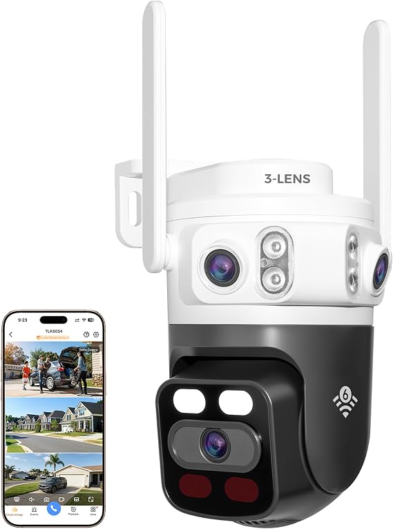 xmartO 6MP Tri-Lens 360° Pan Tilt WiFi Security Camera, AI Auto Tracking