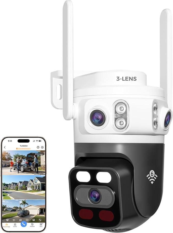 xmartO 6MP Tri-Lens 360° Pan Tilt WiFi Security Camera, AI Auto Tracking