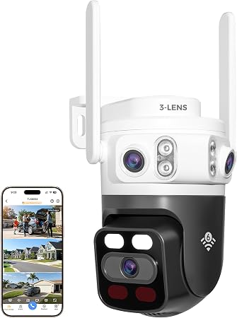 xmartO 6MP Tri-Lens 360° Pan Tilt WiFi Security Camera, AI Auto Tracking