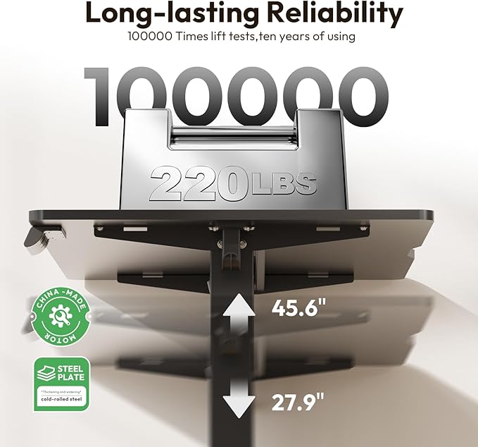 55x28 Large Electric Standing Desk Adjustable Height Stand Up with Lockable Wheels 27.6" Deep Ergonomic Sit Stand Desk for Home Office Work Computer Desk Workstation