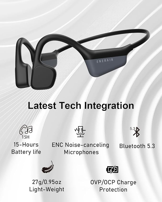 Bone Conduction Headphones, IPX6 Waterproof Open Ear Headphones 14H Playtime Bluetooth 5.3 Wireless Headset Sport with Mic Sweatproof for Running, Cycling