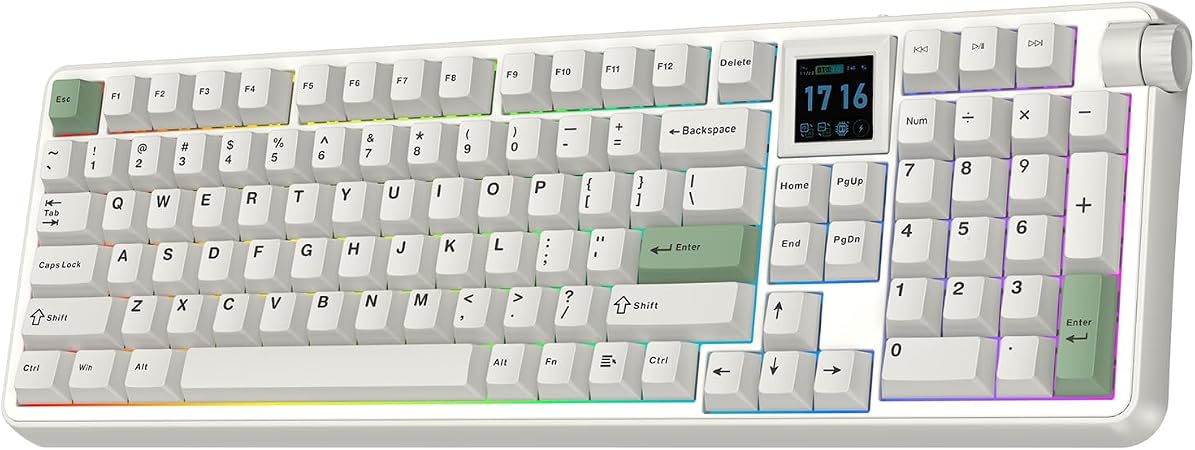 EPOMAKER RT100 PRO Wireless Gaming Keyboard with 1.54" Screen&Knob, RGB