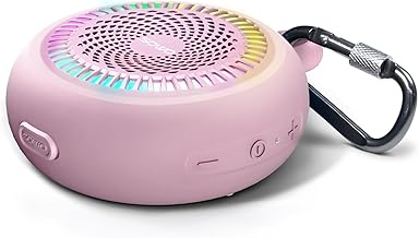 SOWO Small Waterproof Speaker Bluetooth Portable Wireless - Clip Speaker for Shower - Powerful Bass and Louder Volume - Colorful Lights and Lightweight for Travel,Kitchen,Pool - Pink - Image 1