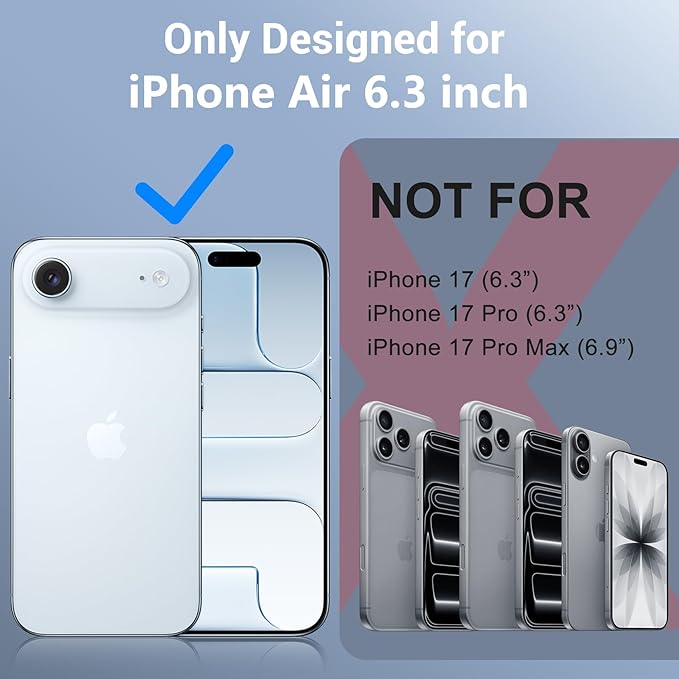 Red2Fire for iPhone Air Case Waterproof, [Built-in Screen Protector & Camera Protector][Compatible with MagSafe][Full Body Shockproof][IP68 Waterproof][Dustproof] Phone Case 6.5" Black/Clear