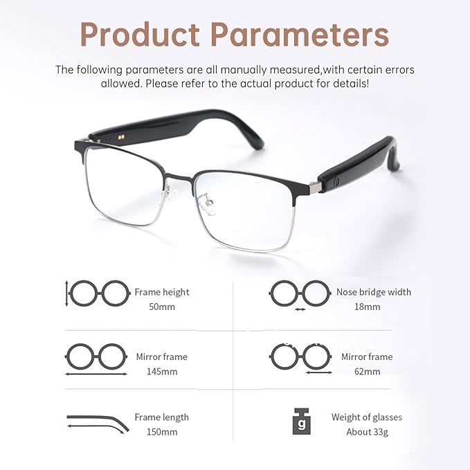 Bluetooth Audio Smart Glasses, Blue Light Glasses for Women Men,Open Ear Sound Mic & Speakers, Magnetic Charging, Color-Changing Polarized Sunglasses Lenses, Voice Assistant（GS06G