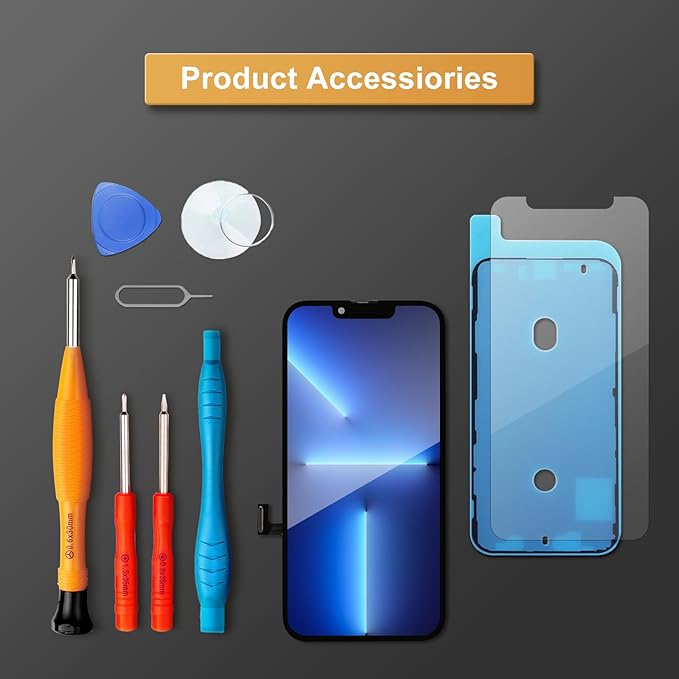 LL TRADER Screen Replacement for iPhone 13 pro 6.1" LCD Retina FHD Display COF Touch Screen Digitizer with Repair Tool Kits, Waterproof Tape, Screen Protector (Truetone programable) New 2025