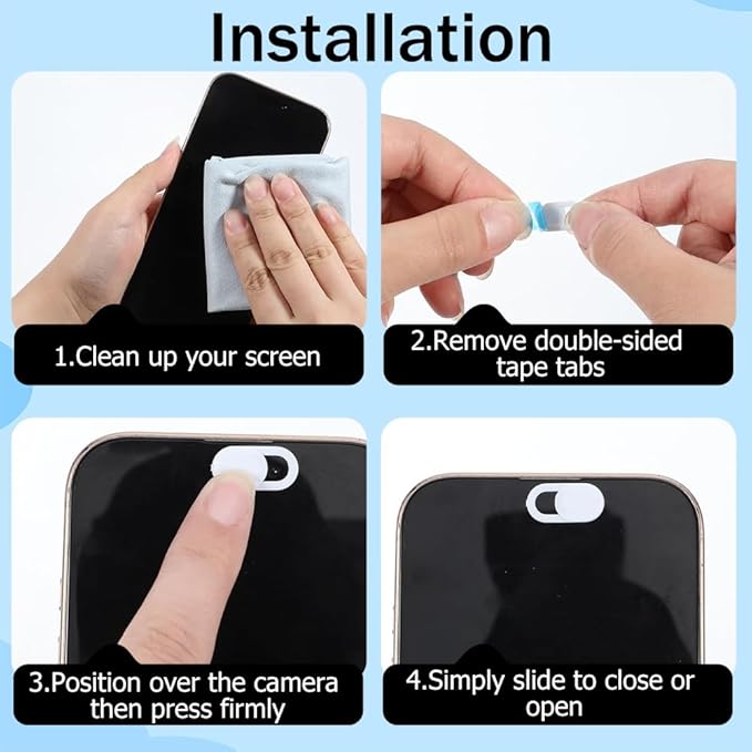 50Pcs 2 Colors Webcam Cover Slide Black 0.04 Inch Ultra Thin Laptop Camera Cover for Mini PC Phone Laptop Desktop Black White Plastic Durable Phone Privacy Protector for Home Office Use