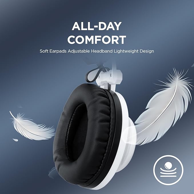 Rampage RM-K1 Pulsar 7.1 Virtual Surround Sound RGB Gaming Headset – 50mm Drivers, Flexible Microphone, Noise Isolation, Comfortable Over-Ear Design – USB Wired (White)