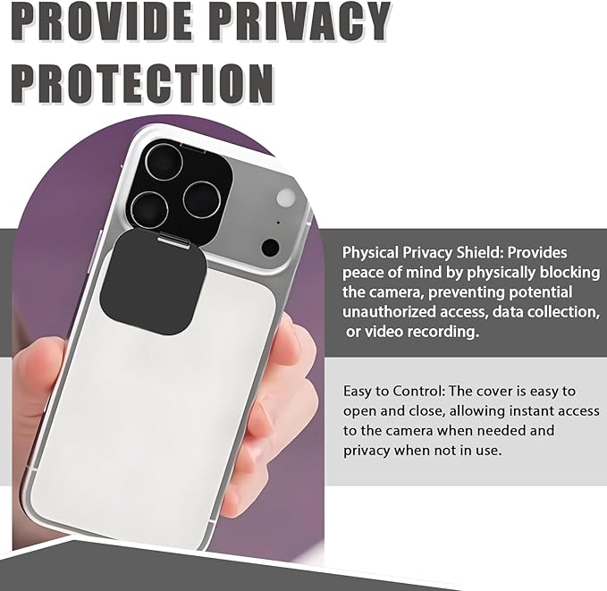 Camera Lens Cover Compatible for iPhone 17 Pro/ 17 Pro Max,Camera Lens Protector to Protect Privacy and Security,Strong Adhesive Black-2 Pack