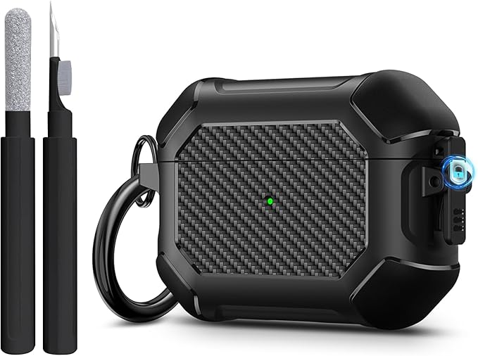 Maxjoy for AirPods Pro 3 Case (2025), Hard Shell Protective Cover Compatible with Airpods Pro 3rd Generation Cover Case with Keychain Cleaner Kit for Men Women, Black