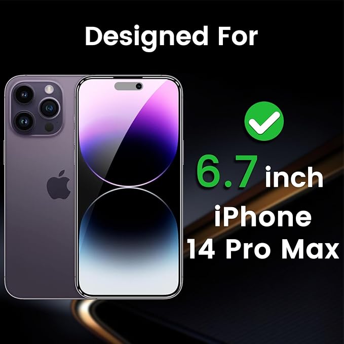 3 Pack Privacy Screen Protector for iPhone 14 Pro Max 6.7 Inch with 3 Pack Camera Lens Protector, Anti Spy Tempered Glass Film, Anti-Scratch, Touch Sensitive, Case Friendly