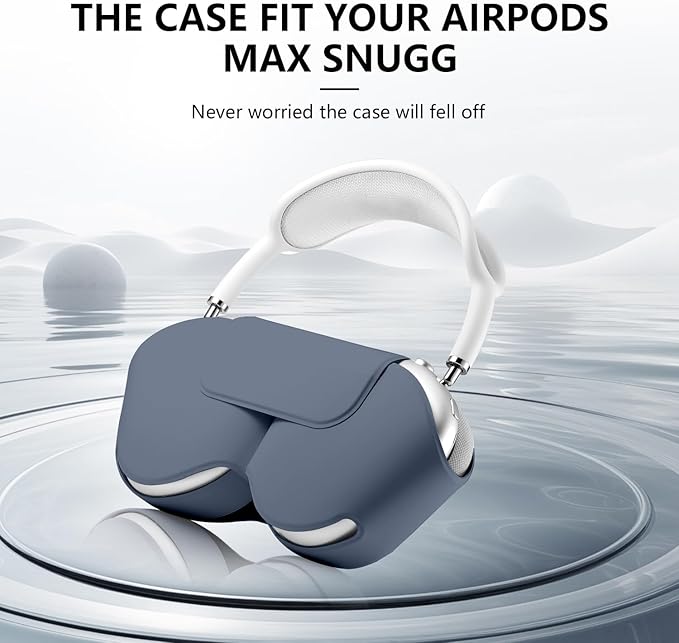 for Apple Airpods Max Case,Headphones Protective Case for AirPod Max Supports Sleep Mode, Anti-Scratch and Anti-Dust,Airpod Pro Max by PU Leather,Gray Blue 2
