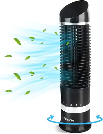 DR.PREPARE 16" Small Tower Fan, 3 Speeds with 60° Oscillating Fan, Bladeless Tabletop Fans for Indoors, Portable Personal Table Fans for Office, Desktop