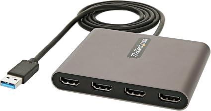 StarTech USB-A 3.0 to Quad HDMI Adapter, 1080p60, Windows, TAA (USB32HD4)