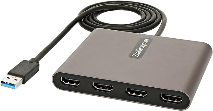 StarTech USB-A 3.0 to Quad HDMI Adapter, 1080p60, Windows, TAA (USB32HD4)