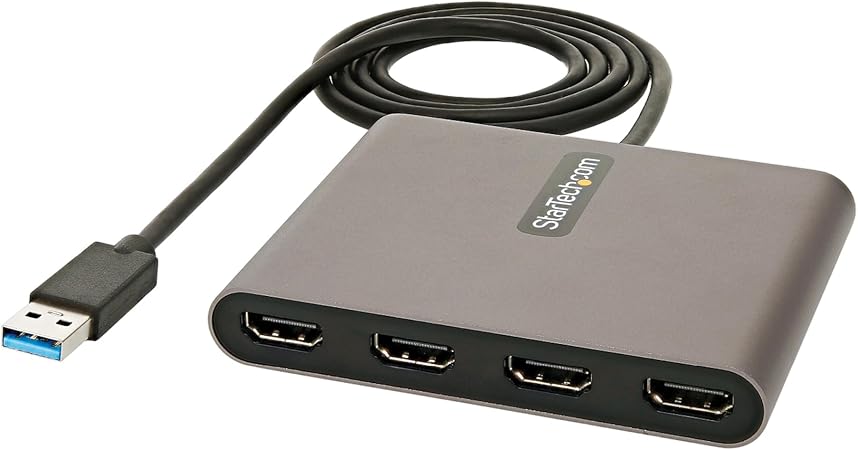 StarTech USB-A 3.0 to Quad HDMI Adapter, 1080p60, Windows, TAA (USB32HD4)