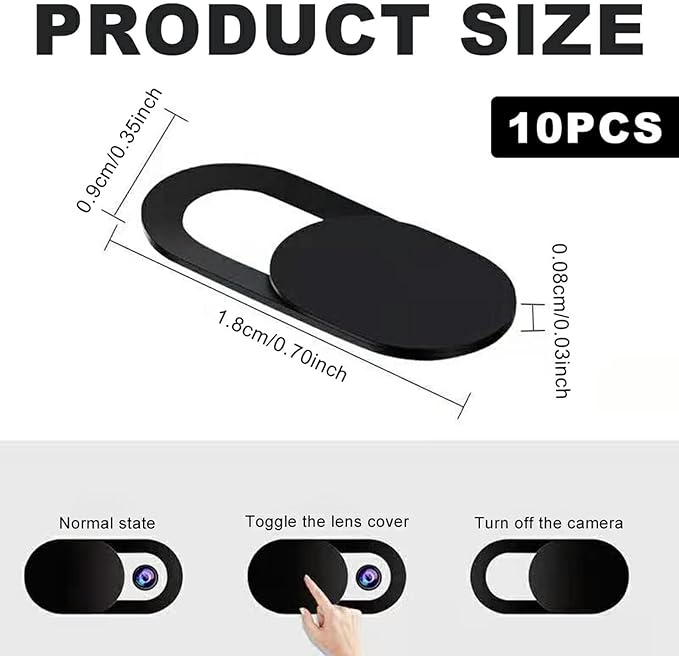 10Pcs Webcam Cover Slide, Thin Web Camera Covers, Laptop Camera Cover Slide, Computer Camera Cover, Camera Blocker for Macbook Pro/iMac/Laptop/PC/iPad Pro/iPhone, to Protect Privacy and Security