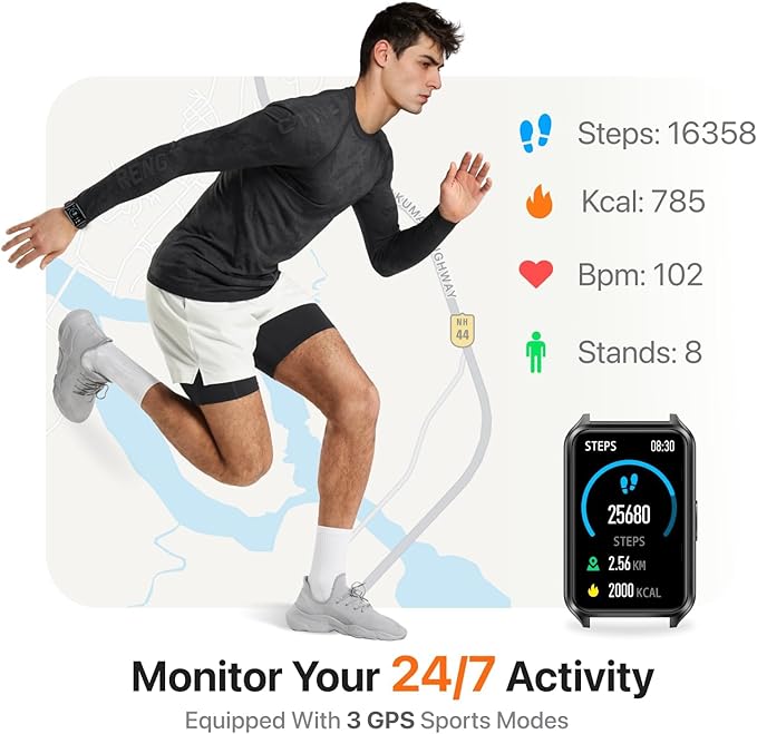 Smart Watch Fitness Tracker with Make Call 24/7 Heart Rate Blood Pressure Sleep Monitor, 100+ Sports Modes, Calorie Step Counter for Walking, IP68 Waterproof, Smart Watches for Men Women