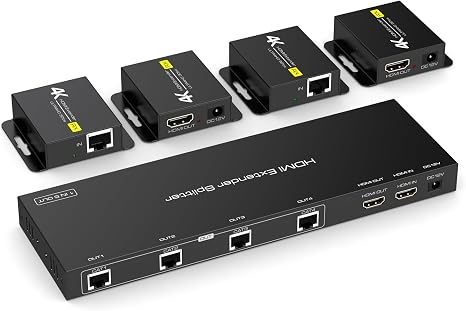 4K HDMI Extender Splitter 1 in 5 Out Over CAT6 EDID