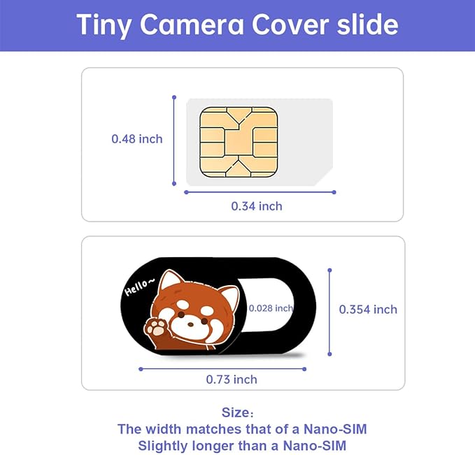 Webcam Cover Slide, Red Panda Camera Blocker 0.028in Ultra-Thin Laptop Camera Cover for MacBook iMac iPhone iPad Tablet Smartphone – Privacy Protector, Strong Adhesive (3 Pack)