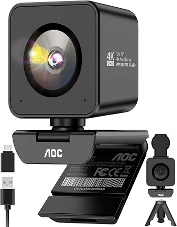 AOC 4K Webcam for PC, Sony Sensor, 1080P 60FPS Streaming Camera with PDAF