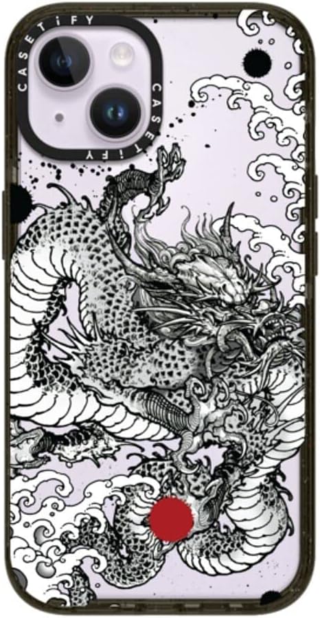 CASETiFY Impact iPhone 14 Case [4X Military Grade Drop Tested / 8.2ft Drop Protection] - Power Dragon by Gabe Shum - Glossy Black