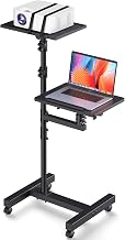 Facilife 2 Shelves Projector Stand Tripod, Height Adjustable Max 64", Mobile Laptop Cart on Wheels Projector Tripod Stand, Overbed Table with Wheels, Rolling Laptop Floor Stand for Couch - Image 1