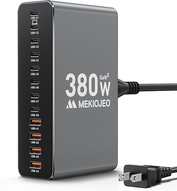12 Ports Aluminum Alloy MEKIOJEO 380W Charging Station USB C Charger Block - Image 7