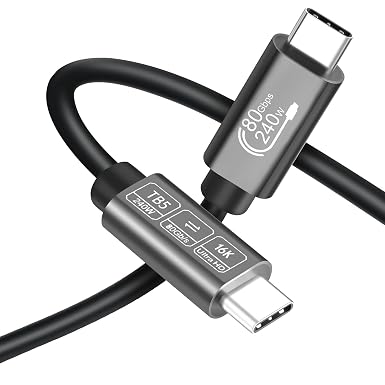 80 Gbps USB C Thunderbolt 5 Cable 16K@60Hz Video 5ft