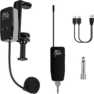 UHF Wireless Violin Microphone System, Rechargeable Clip-on Instrument Microphones with Transmitter and Receiver for Musicians, Teachers, Stage Performances, Active PA Systems - 98ft Range - Image 1