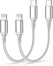 Short USB C to Lightning Cable 6 Inch, 2 Pack MFi Certified Cable