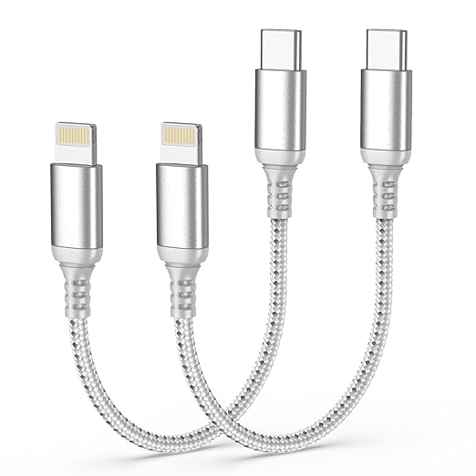 Short USB C to Lightning Cable 6 Inch, 2 Pack MFi Certified Cable