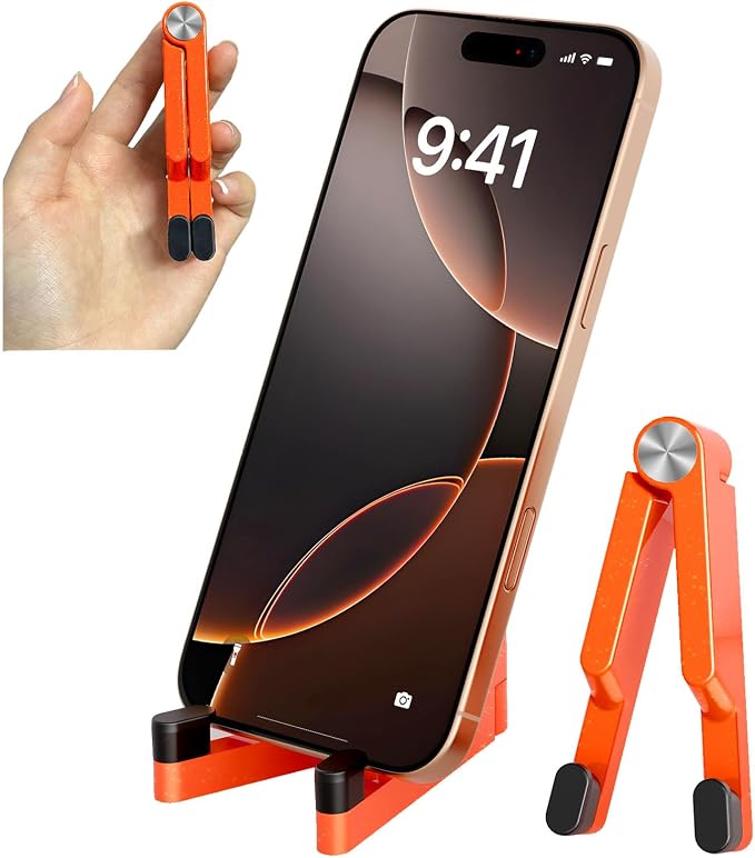 Phone Stand for Desk, Foldable Portable iPhone Stand, Cell Phone Stand Aluminum Phone Holder Cradle Dock for Desk/Travel, Desktop Phone Holder Compatible with iPhone 17 Pro Max 16 15 14 Galaxy S24 S23